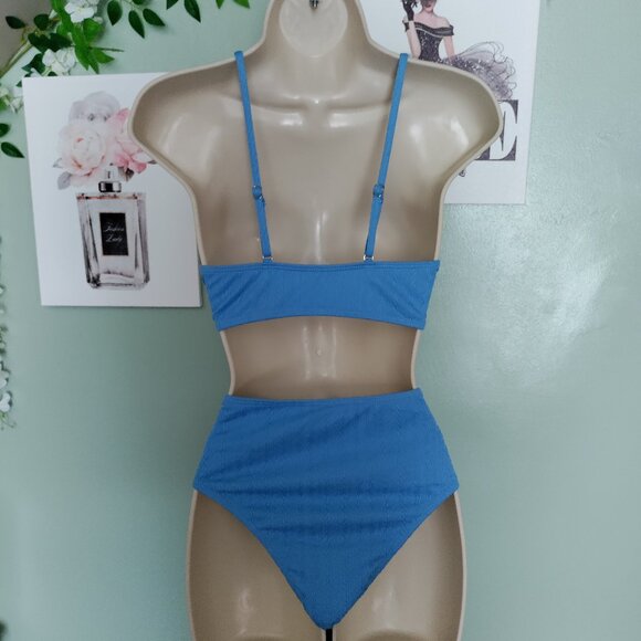 V Cut High Waisted Ribbed V-Wired Two Piece Bikini - Picture 5 of 6